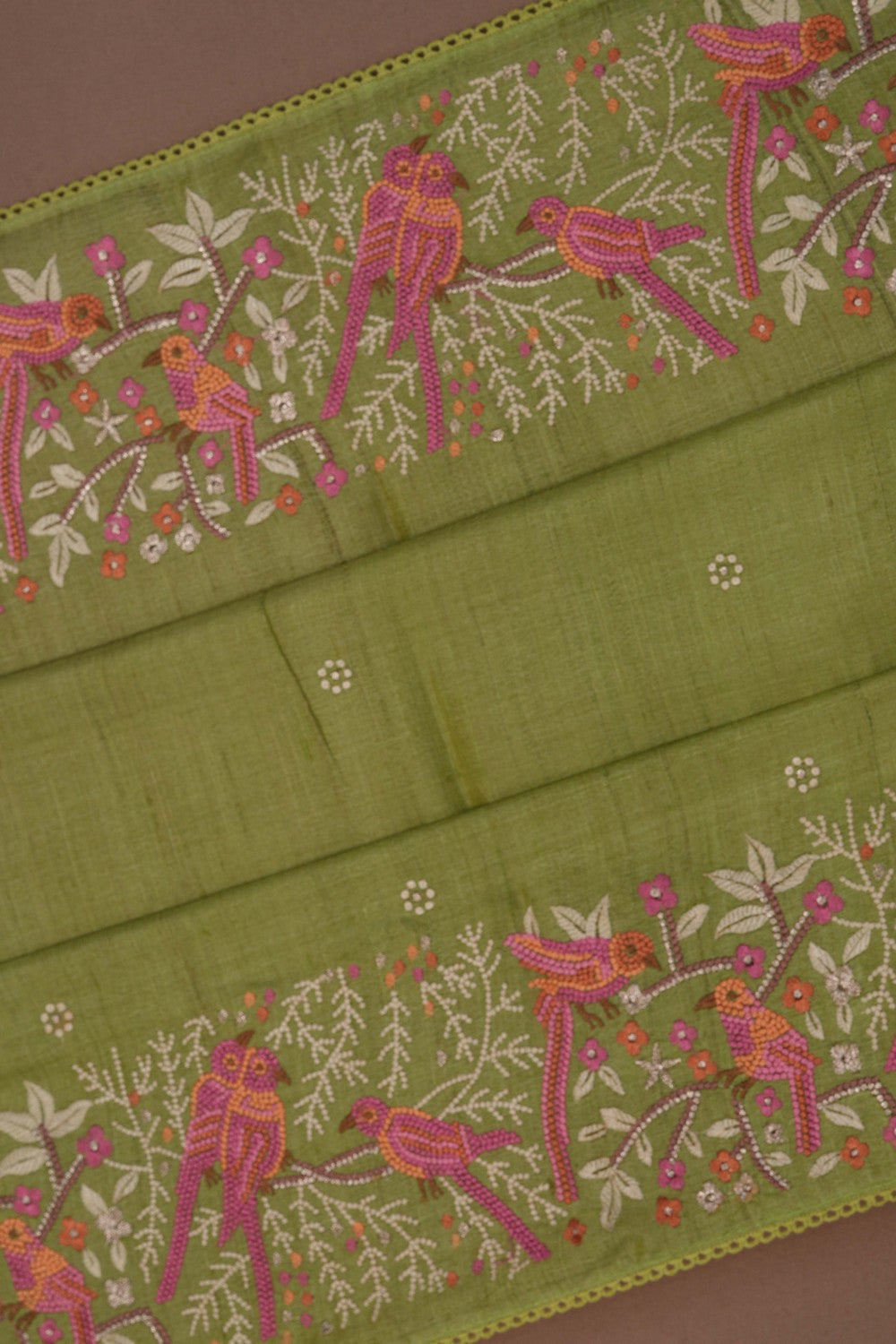 Image of Tussar Silk Green Saree